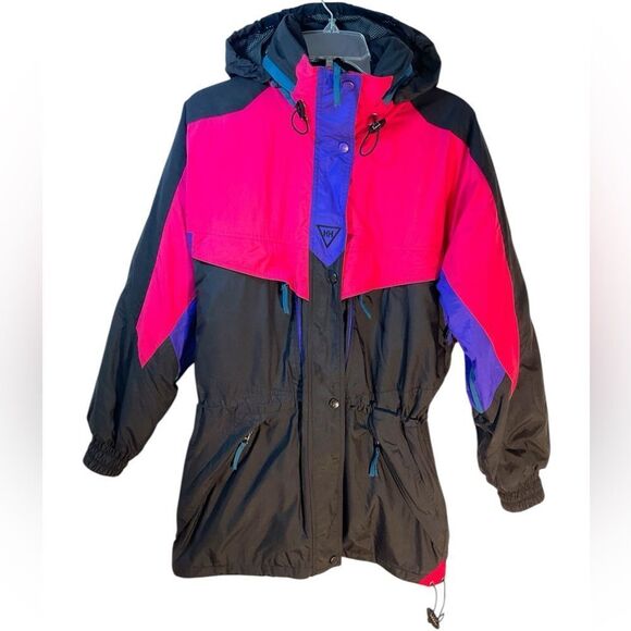 Helly Hansen mens coat XS Black Pink Vtg 90s Waterproof Ski Snow Parka Tech - Picture 3 of 11